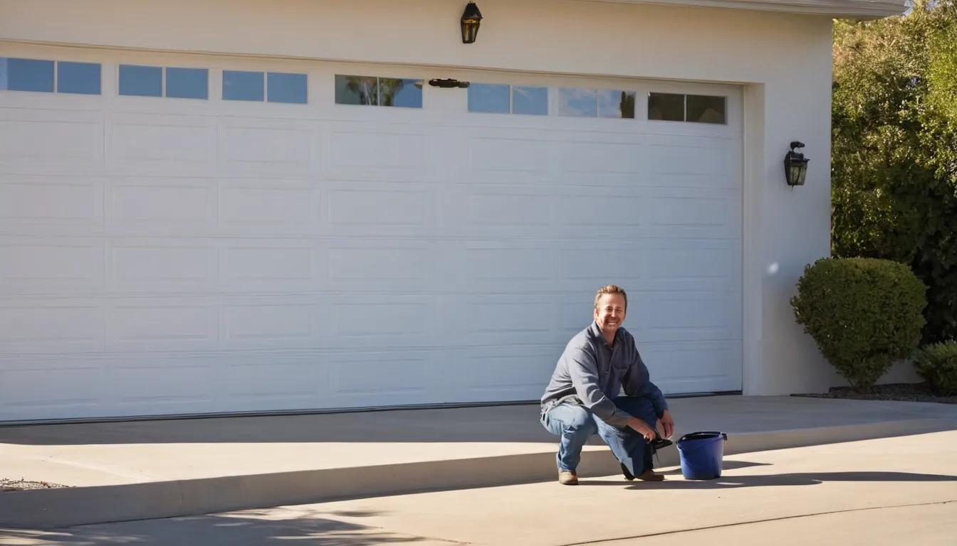 A garage door provider checking the tracks on a home garage door in Concord